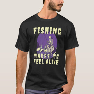 Camiseta A Pesca Me Faz Sentir Vivo Esqueleto com Pesca