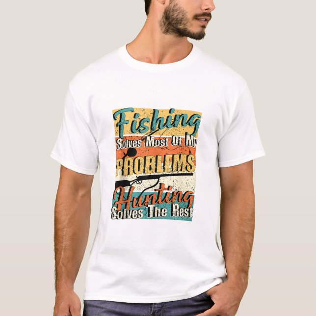 Camiseta A pesca resolve a maior parte do meu (Frente)