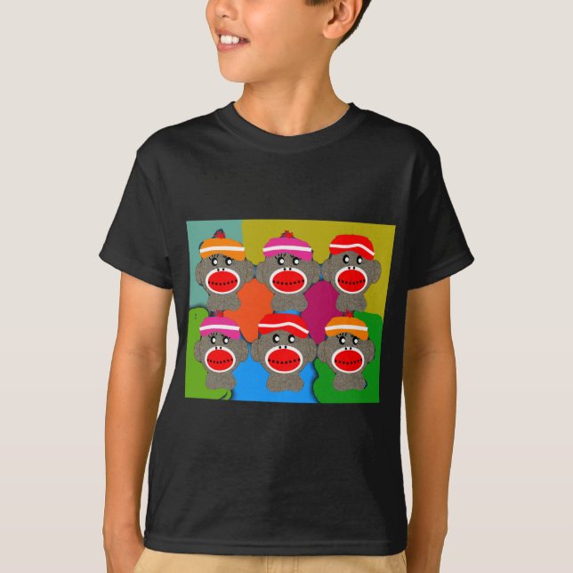 Camiseta A peúga Monkeys o pop art--Presentes da arte (Frente)