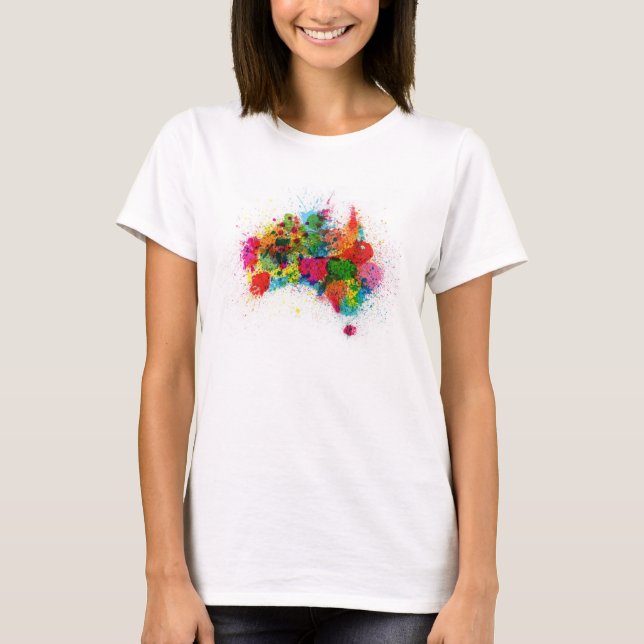 Camiseta A pintura de Austrália espirra o mapa (Frente)