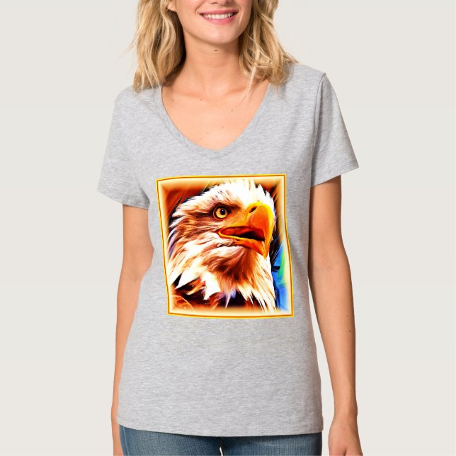Camiseta A pintura de uma face das águias espantosas. Compr (Frente)