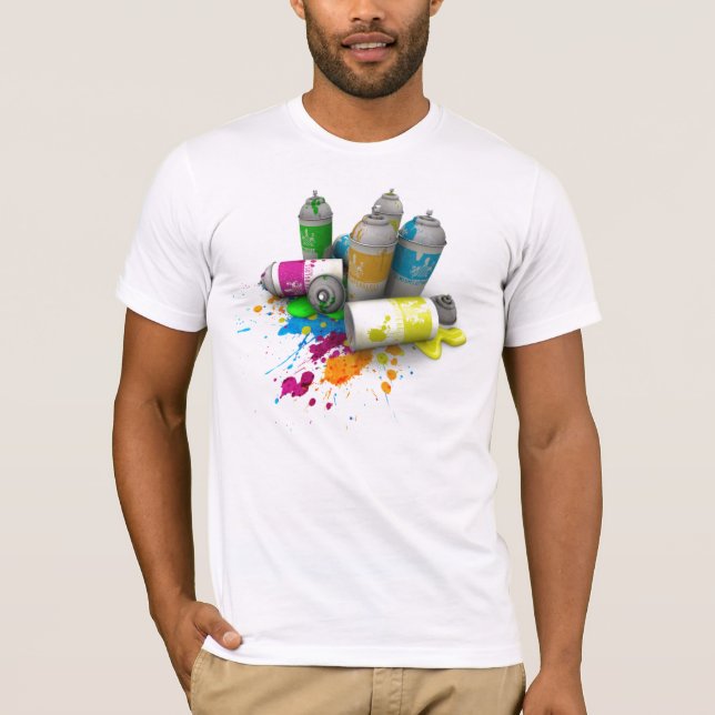 Camiseta A pintura pistola dos grafites dos homens enlata o (Frente)