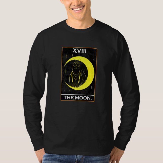 Camiseta A Placa De Tarô Da Lua Com Gato (Frente)