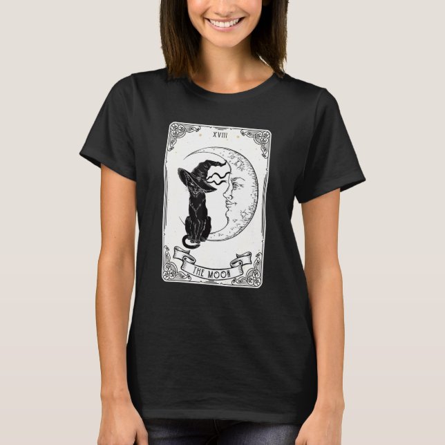 Camiseta A Placa de Tarot da Lua Negra-Negra Crescen (Frente)