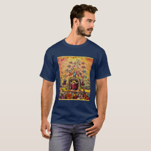 Camiseta A porta do céu com uma textura e um Jesus da folh