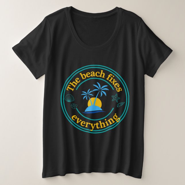 Camiseta A Praia conserta tudo (Frente do Design)