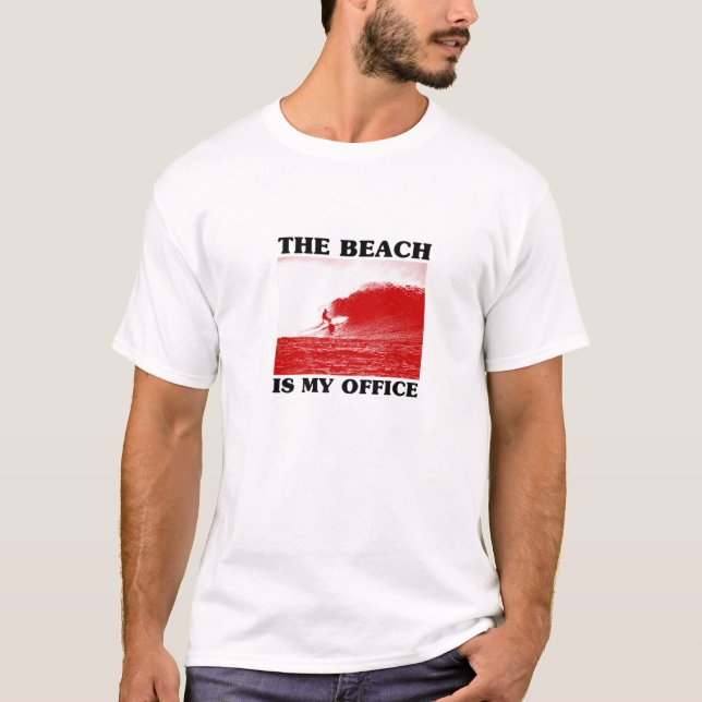 Camiseta A Praia É O Meu Escritório (Com Imagem De Surfista (Frente)