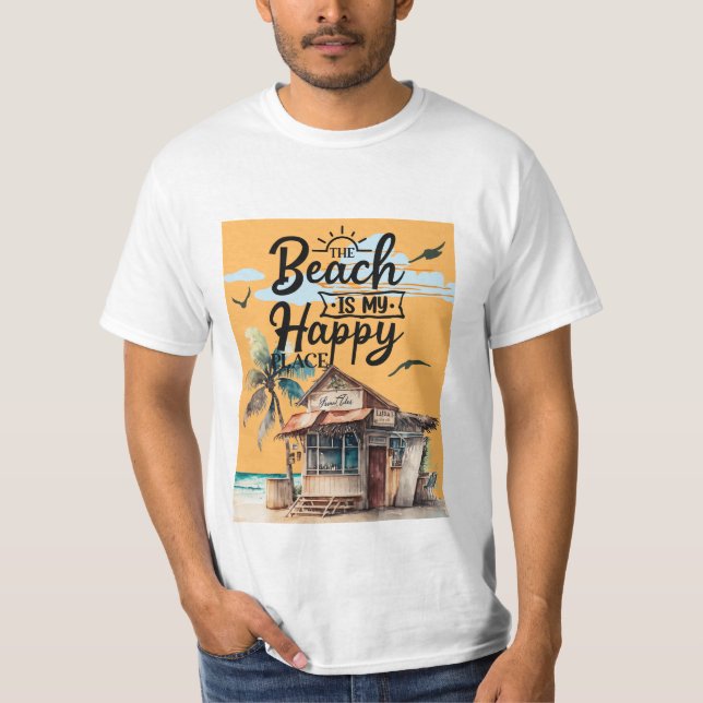 Camiseta A praia é o meu feliz lugar verão (Frente)