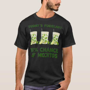Camiseta A PREVISÃO DE HOJE DE 100 CHANCE DE MOJITOS Meme D
