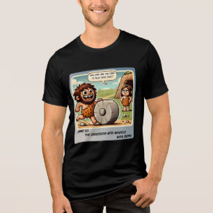 Camiseta A Primeira Obsessão Roda - Humor Caveman