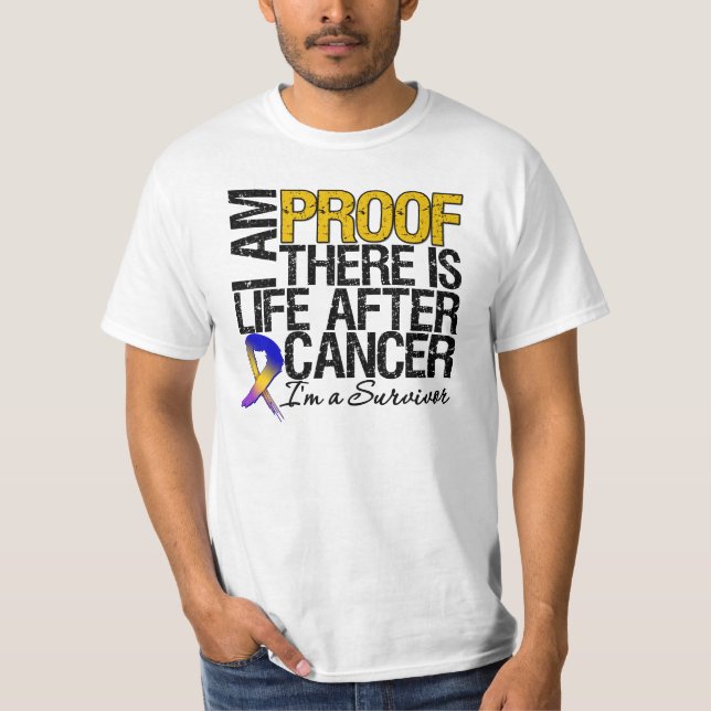 Camiseta A prova do cancer de bexiga lá é vida após o (Frente)