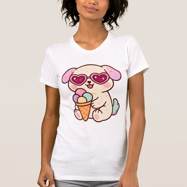 Camiseta A puppy with ice cream (Frente)