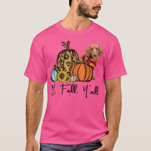 Camiseta A Queda De Yall Dachshund Lepard Pumpkin Sunflower