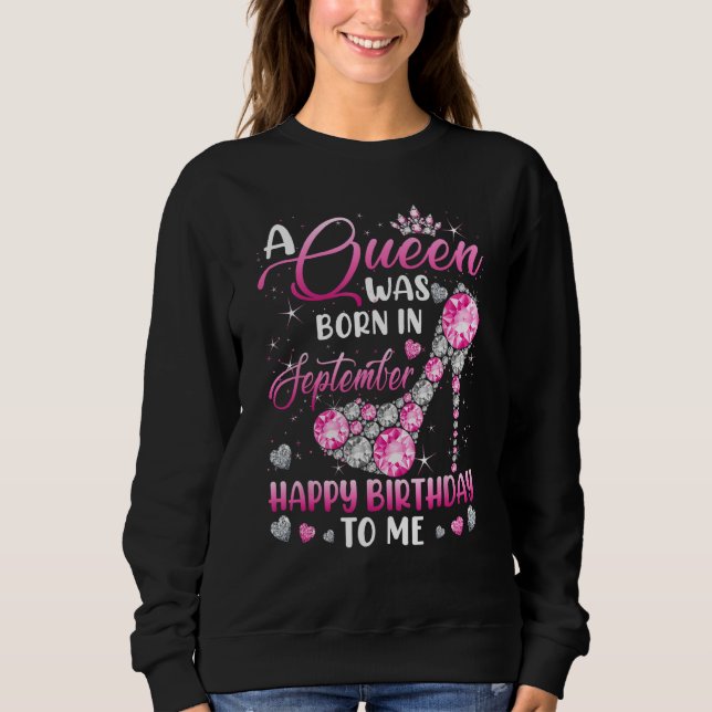 Camiseta A Queen Was Born In September Diamond Pink High He (Frente)
