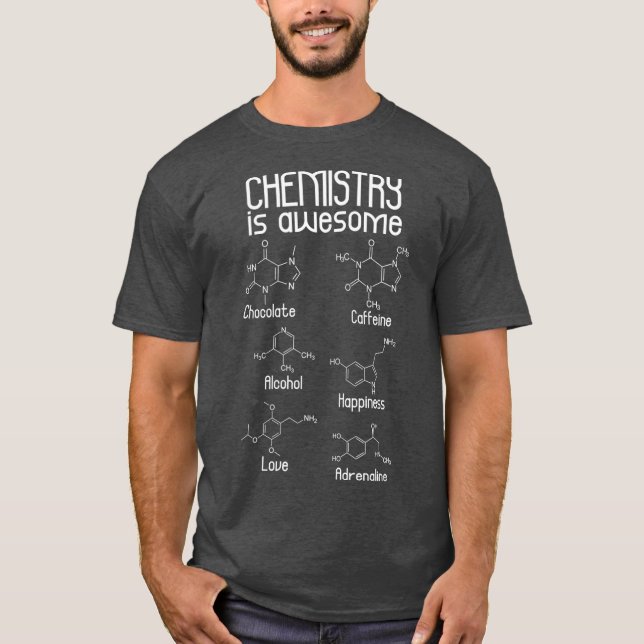 Camiseta A Química é a incrível molécula da Cafeína Tshirt (Frente)