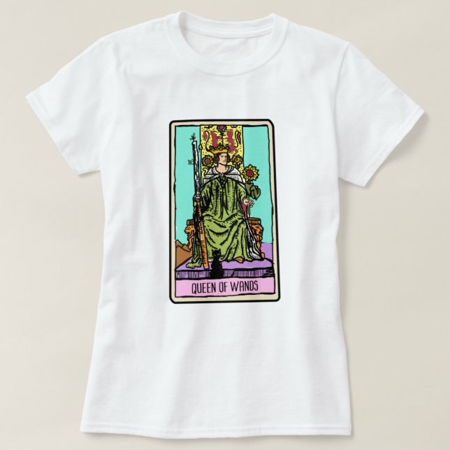 Camiseta A Rainha dos Wands Tarot Card (Frente do Design)