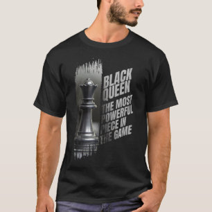 Camiseta A Rainha Negra Mais Poderosa Xadrez Afro-Americano