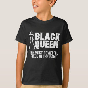 Camiseta A Rainha Negra Mais Poderosa Xadrez Afro-Americano