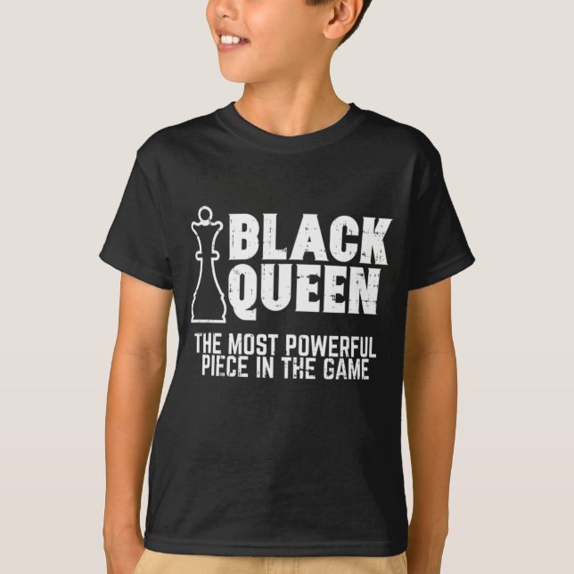 Camiseta A Rainha Negra Mais Poderosa Xadrez Afro-Americano (Frente)