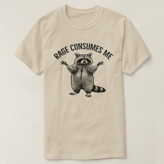 Camiseta a raiva consome-me - unisex Raccoon, engraçado, (Frente do Design)
