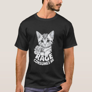 Camiseta A Raiva Me Consome Arte de Gato Engraçado Floral S