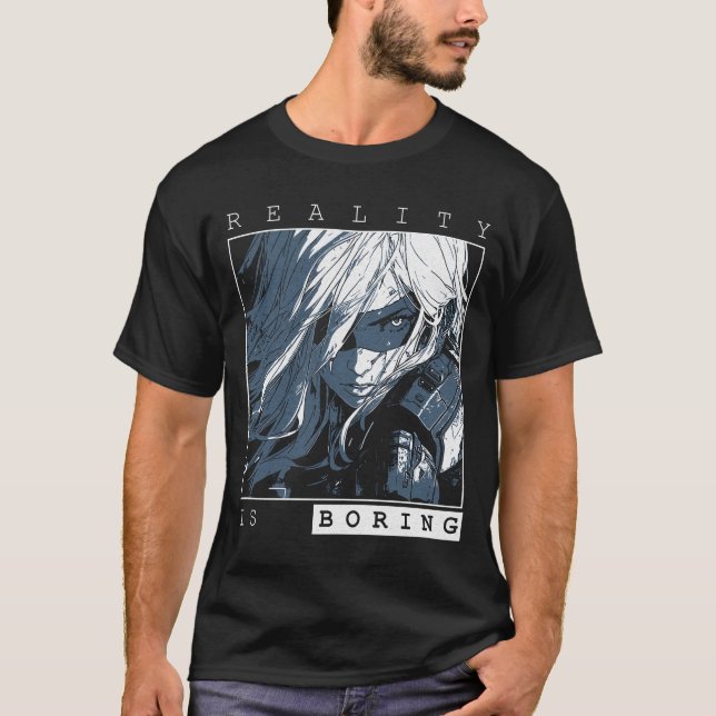 Camiseta A Realidade é Tediosa - Design de Anime de Ficção  (Frente)