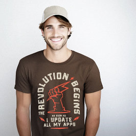 Camiseta A Revolução Começa A Atualizar O Geek De Aplicativ