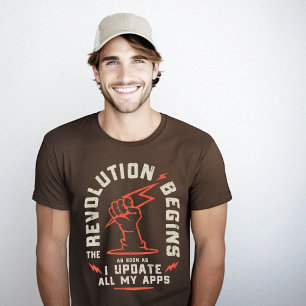 Camiseta A Revolução Começa A Atualizar O Geek De Aplicativ