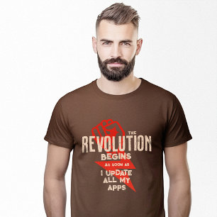 Camiseta A revolução inicia aplicativos atualizados Geek en