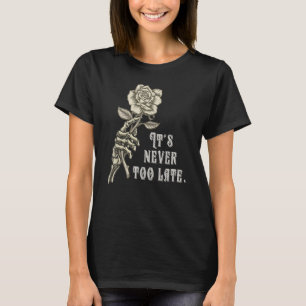 Camiseta A Rosa vermelha da mão do esqueleto dá uma Rosa
