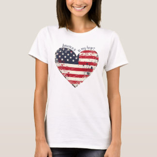 Camiseta A Rússia American Flag Heart-America está no meu c
