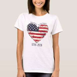 Camiseta A Rússia American Flag Heart-America está no meu c