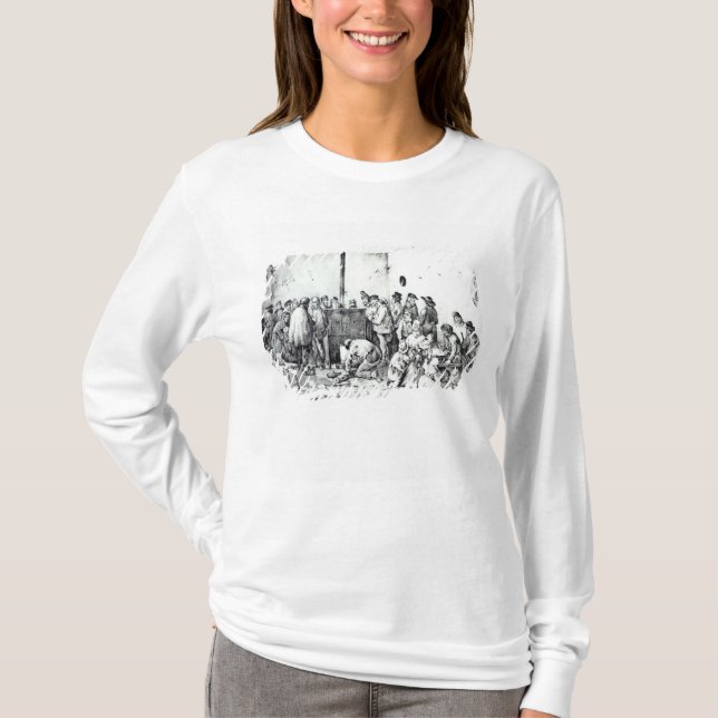 Camiseta A sala de aquecimento pública em Paris, 1840 (Frente)