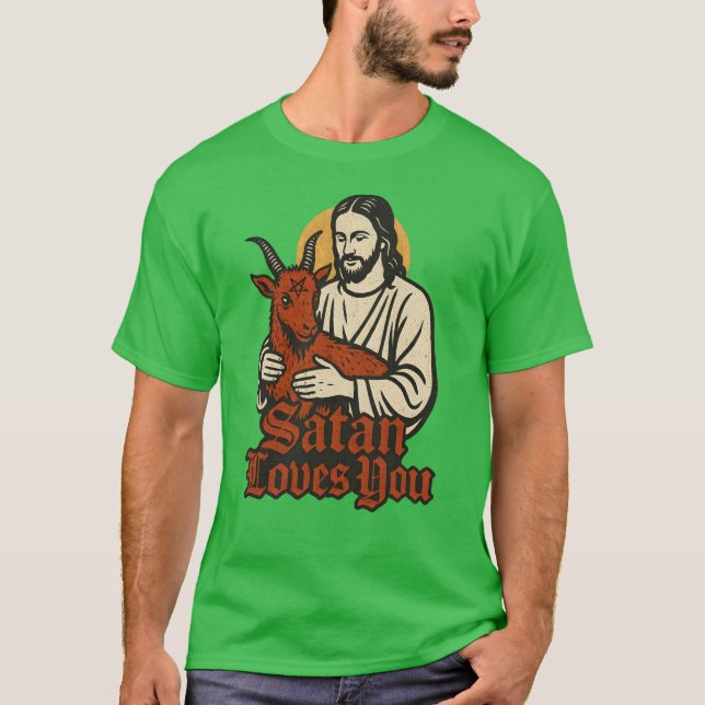 Camiseta A satã ama-te humor negro satânico (Frente)