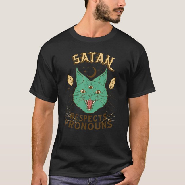 Camiseta A satã Respeita O Gato De Pronounes (Frente)