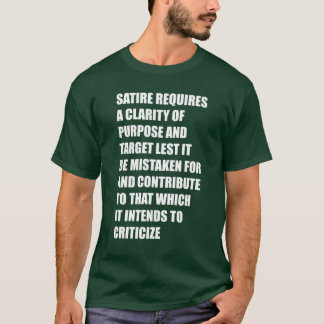 Camiseta a sátira requer uma clareza de propósito e alvo le
