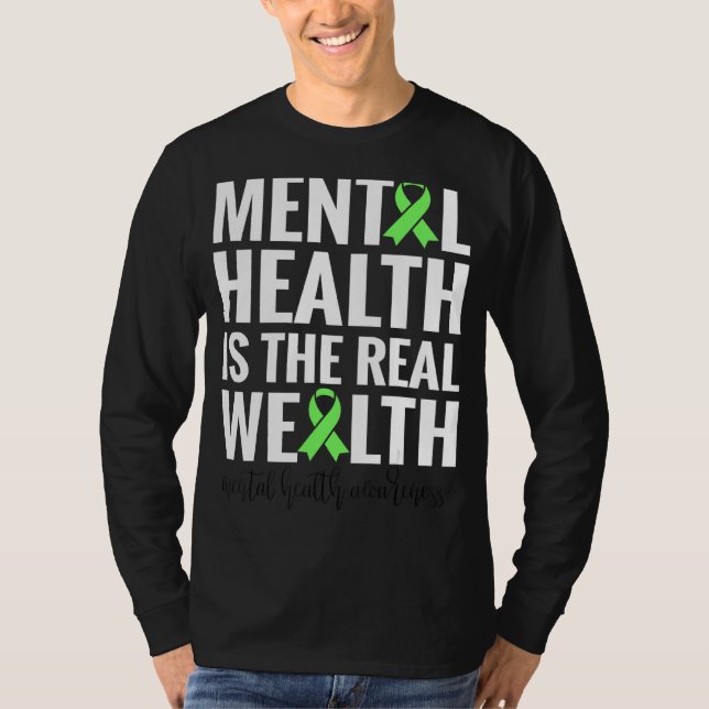 Camiseta A Saúde Mental É A Verdadeira Riqueza (Frente)