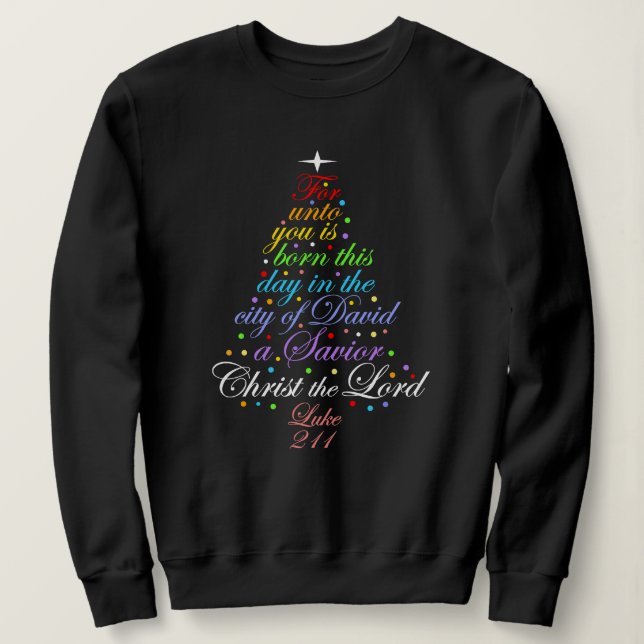 Camiseta A Savior is Born Luke 2-11 Christmas Tree Shirts (Frente do Design)