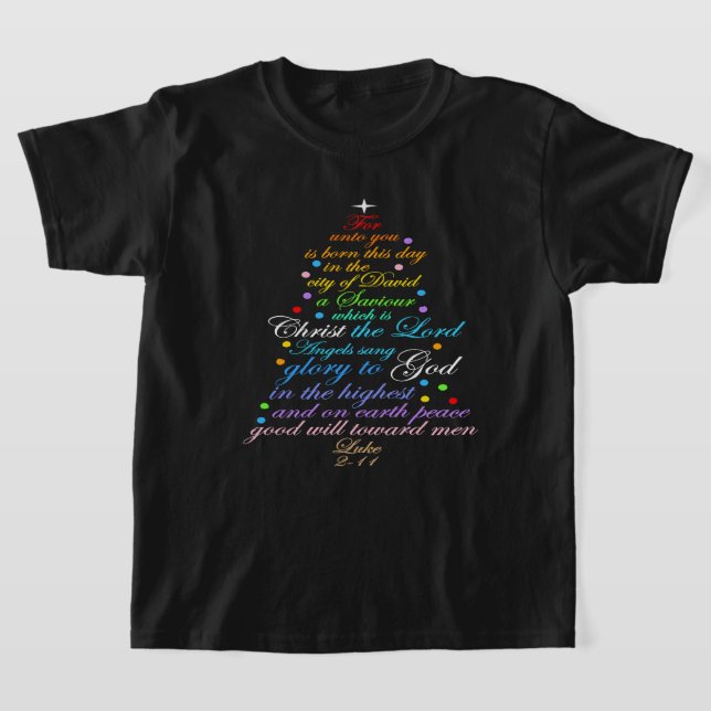 Camiseta A Savior is Born Luke 2-11 Christmas Tree Shirts (Postura )