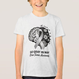 Camiseta A Sensibilização Para O Tumor Cerebral Veste Cinza