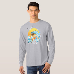 Camiseta A surfista anda pela onda   Homens com palha longa