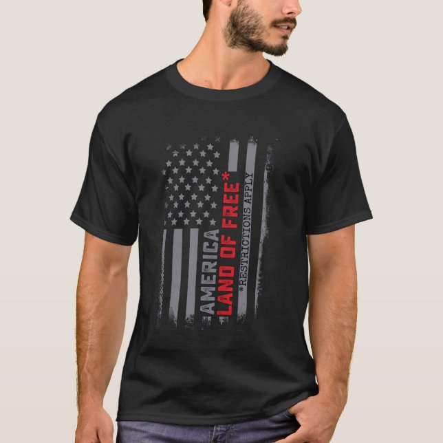 Camiseta A Terra Americana Das Restrições Gratuitas Aplica- (Frente)