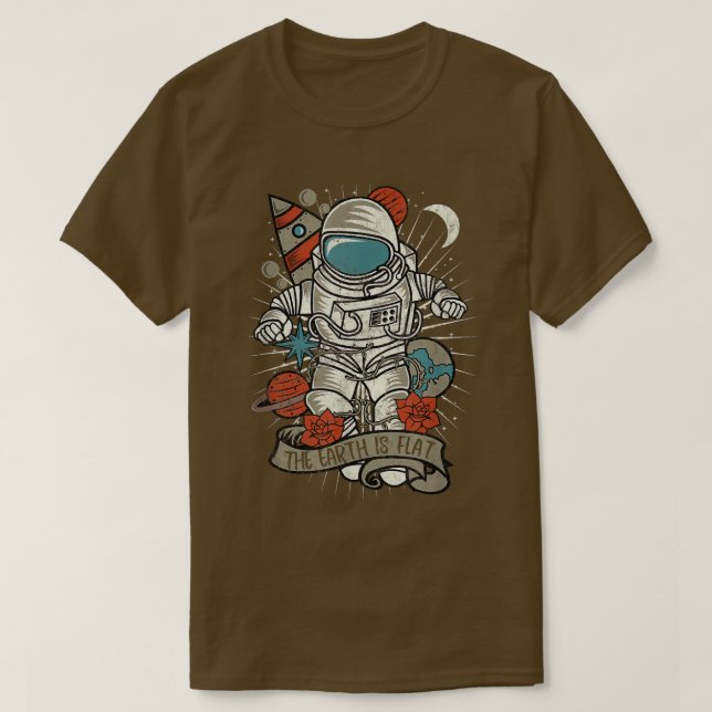 Camiseta A Terra É Um Espaço Astronauta Plana (Frente do Design)