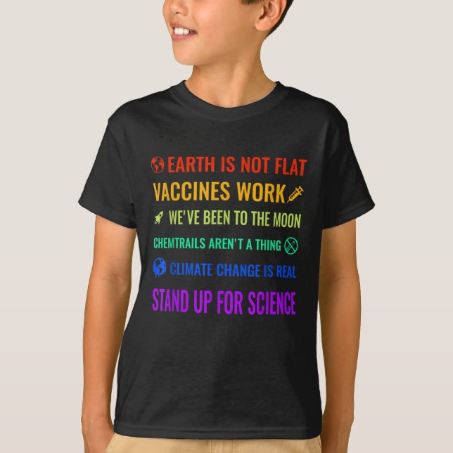 Camiseta A Terra não é Vacinas planas funciona ciência engr (Frente)