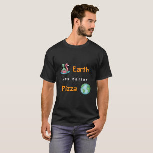 Camiseta "A Terra Tem Melhor Pizza" Alien Fofinho
