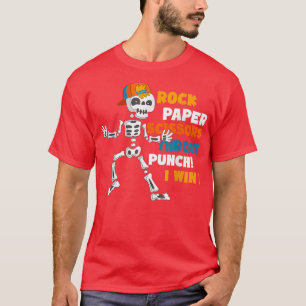 Camiseta A tesoura de papel do rock socat I win Skeleton ra