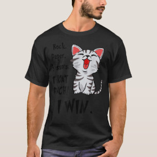 Camiseta A Tesoura De Papel Pedra A Garganta Eu Ganho Gato