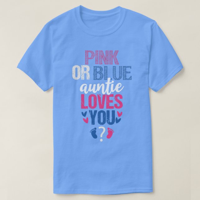 Camiseta A tia rosa ou azul ama você (Frente do Design)