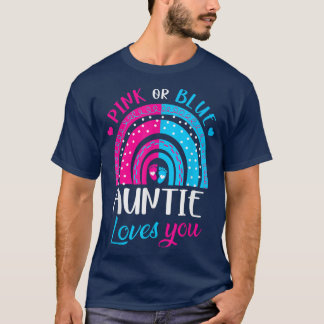 Camiseta A tia rosa ou azul ama você Rainbow Gender Revea