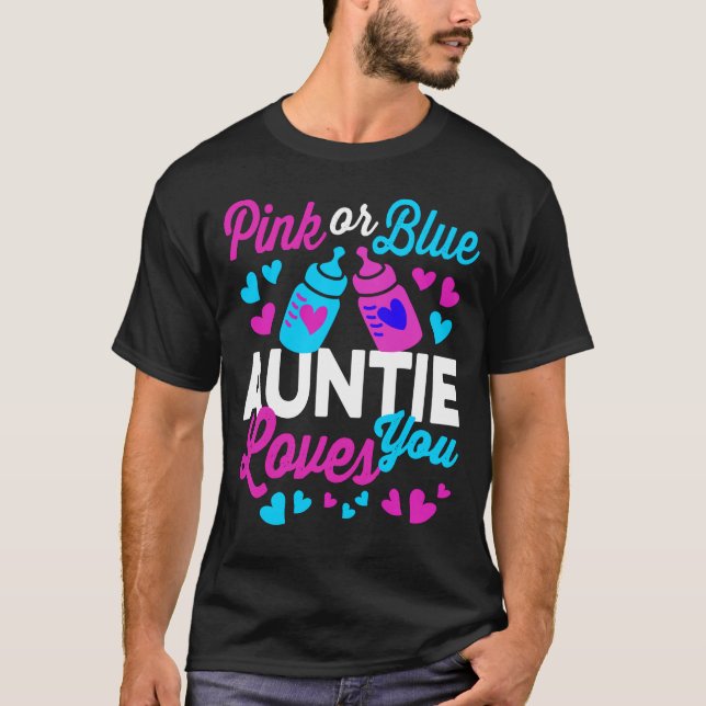 Camiseta A tia rosa ou azul te ama | Detentor do gênero (Frente)